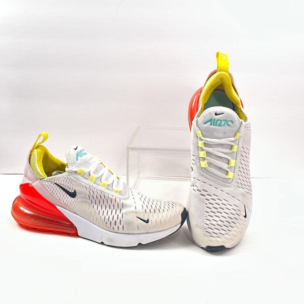 Nike Air Max 270 Shoes Womens 8.5 White Bright Crimson Sneakers Run FZ3624-100